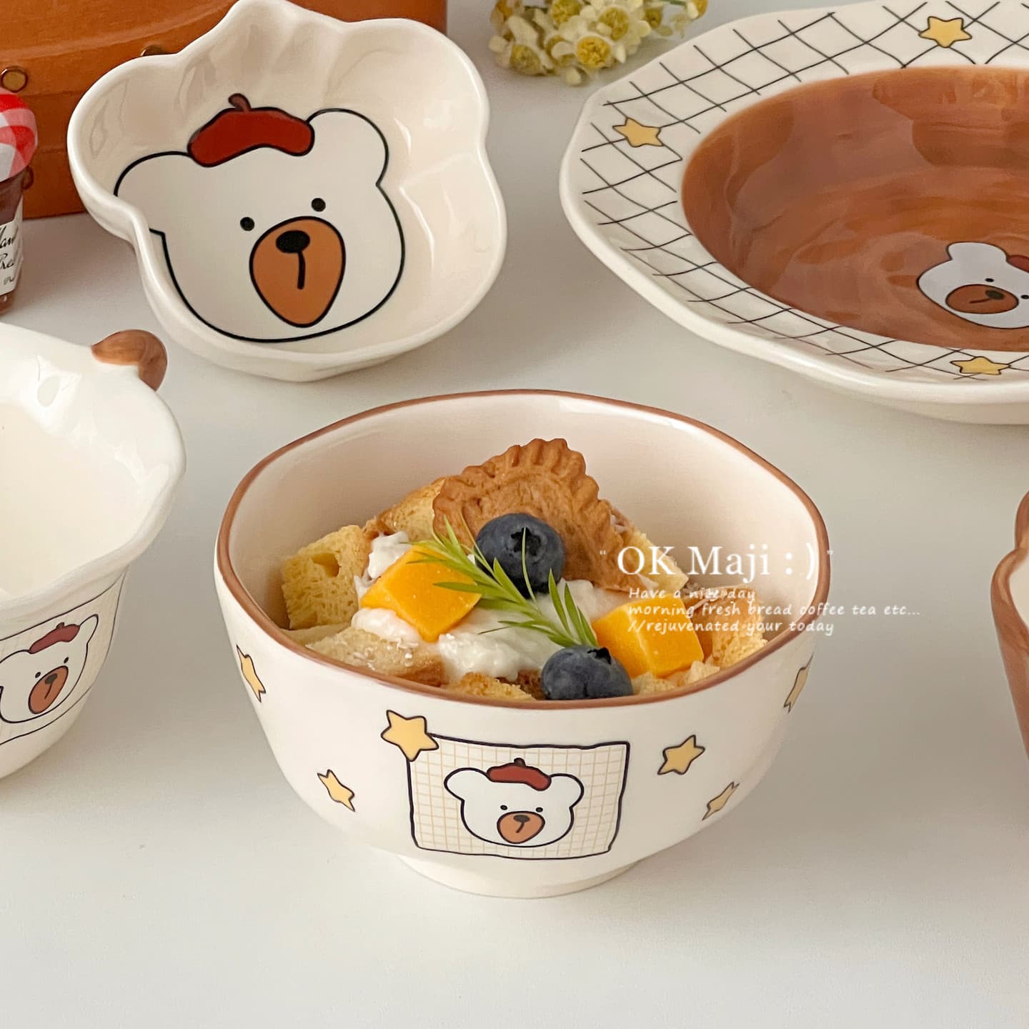 Cute rice bowl for one person, beautiful bowl, 2026 new plate, high-looking bowl and dish set, ceramic small bowl, dessert bowl