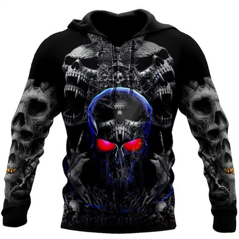 2026 AliExpress Cross-border Hot Sale 3D Printed Horror Skull Streetwear Pullover Men's and Women's Sportswear Hooded