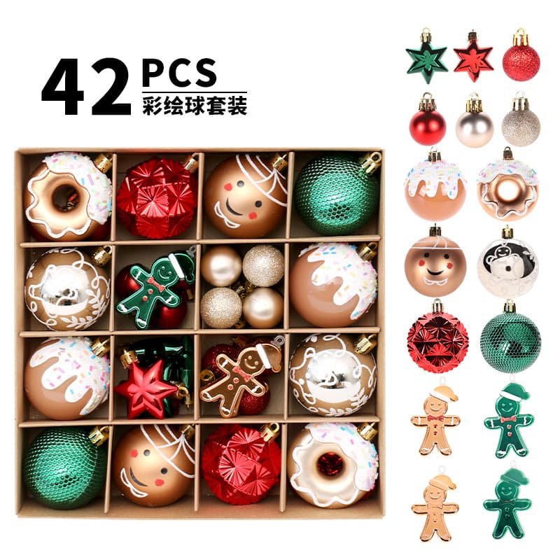 Christmas Decorations Premium 42pcs Painted Christmas Balls Set Christmas Tree Ornaments Red Green Gold Modern Simplicity
