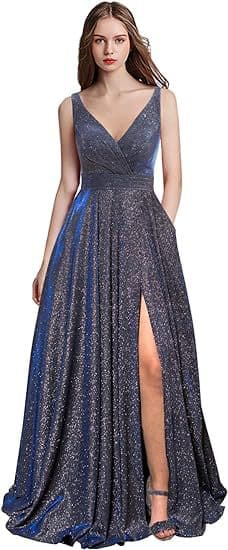 European and American Birthday Party Dress 2026 Spring/Summer New Collection Waist-Tightening Fitted Gown Slit Evening Dress Women Wholesale