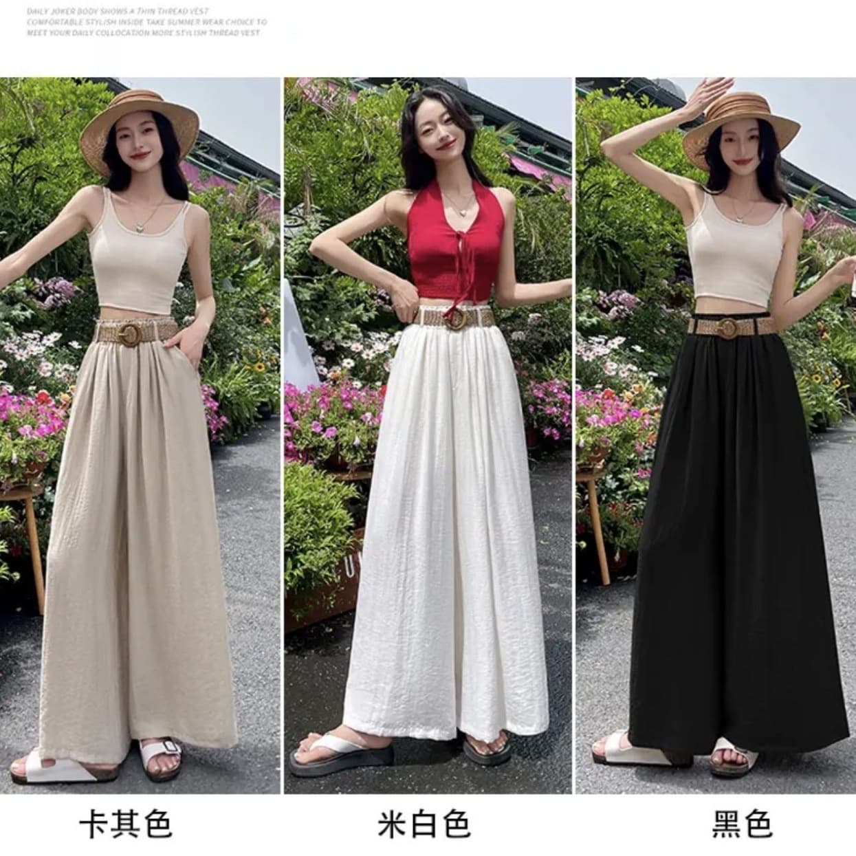Tencel Wide Leg Pants for Women Summer Thin Draping Slimming Cotton Linen Casual Long Pants Loose Vacation Style Floor-Length Trousers