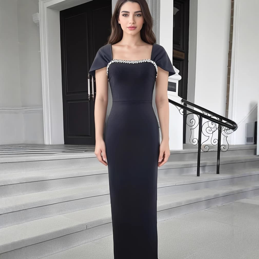 European and American Cross-Border High-End Heavy-Duty Women's Fashion Sexy Elegant Evening Dress Bandage Long Gown