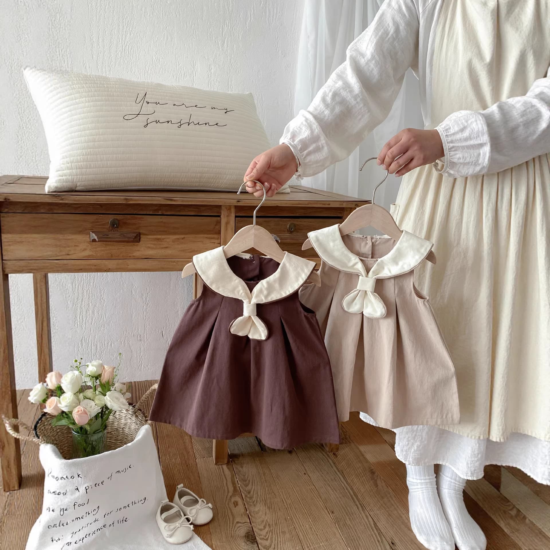 Girls Korean Style Preppy Dress Summer 2026 New Toddler Retro Collar Vest Princess Dress