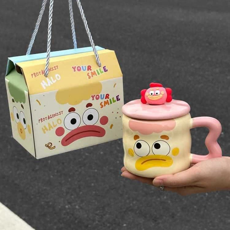 Cute and Cute Clown Ceramic Mark Cup with Lid for Birthday Gifts for Boys and Girls, Best Friend Gift Box