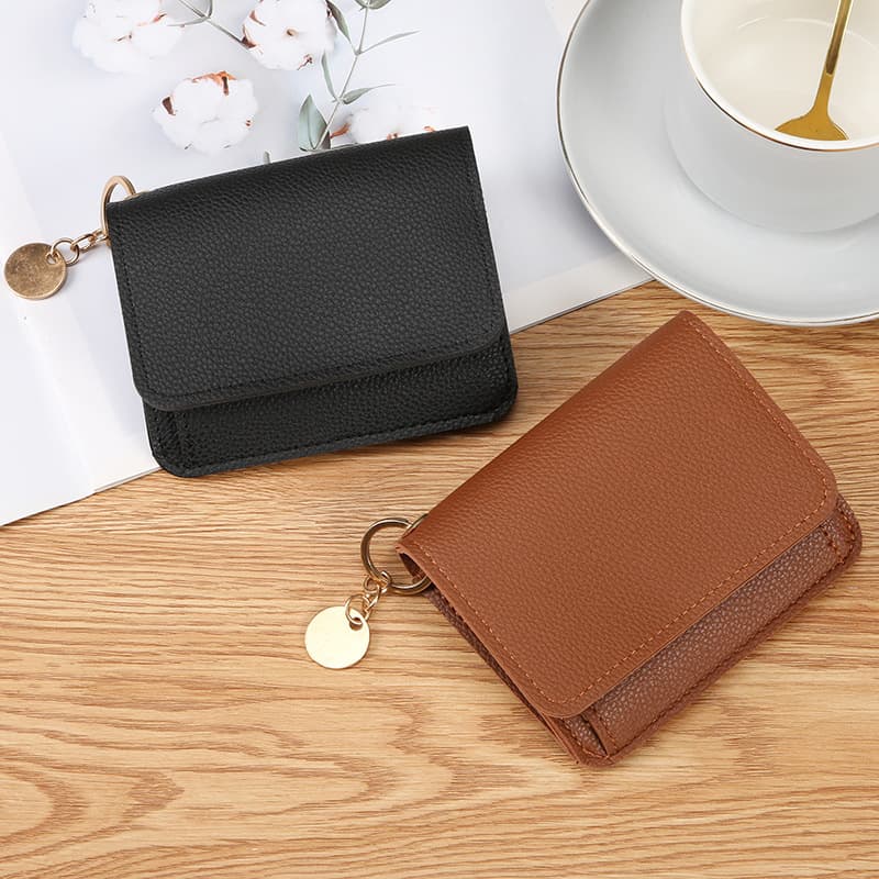 Korean Style Women's New Solid Color Wallet Card Holder Ins Short Simple Fashionable Multi-Card Holder Zipper Coin Purse