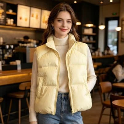 Puff 2026 Autumn and Winter New Down Cotton Vest Women's Short Stand Collar Fashion Thickened Loose Casual Vest