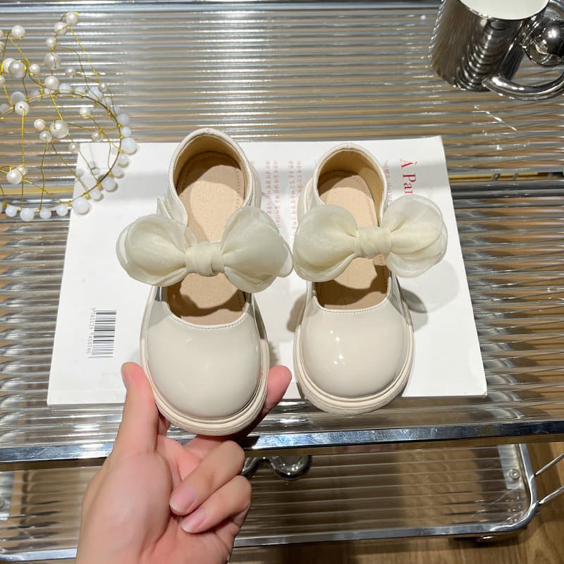Girls' Princess Shoes 2025 Spring New Fashion Bow Fairy Princess Shoes, Comfortable Velcro Leather Shoes