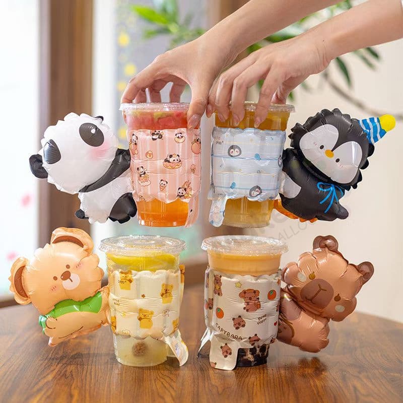 Single Card Pack Birthday Gift Hat Cute Little Penguin Cup Sleeve Gloves Birthday Party Background Decoration Aluminum Foil Balloon