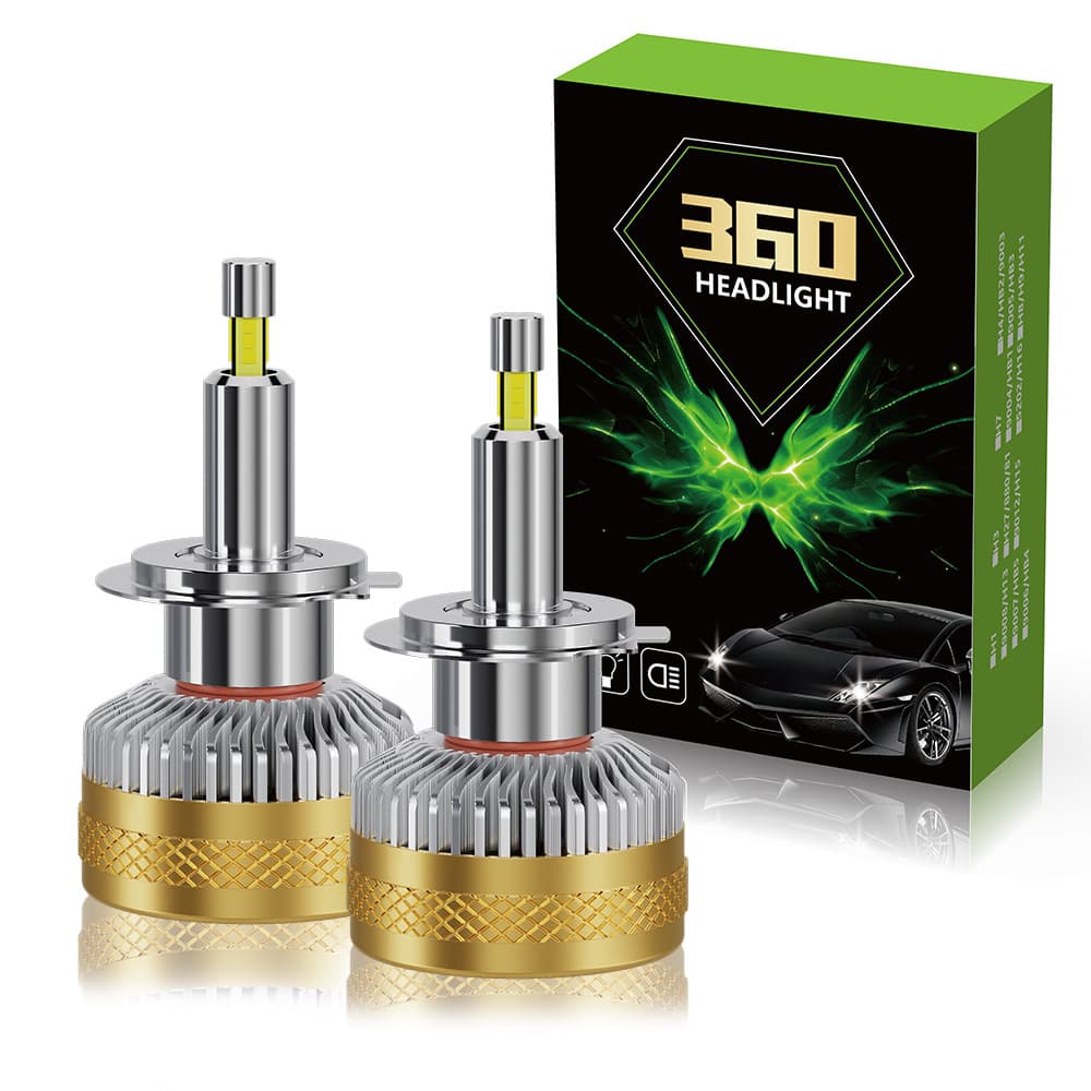 8-Side 360° Glowing LED Car Light R8 Automotive LED Headlight H7 H4 H1 Headlamp Cross-Border Supply 12V