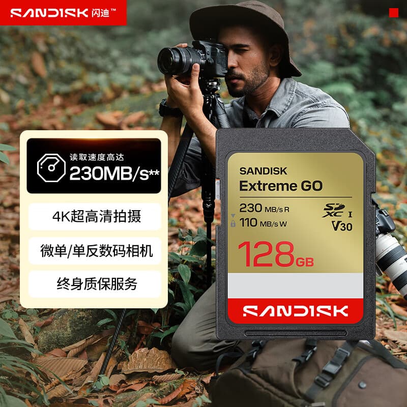 SanDisk 128GB SD Memory Card GO Series (SanDisk) 4K V30 U3 C10 Camera Storage Card