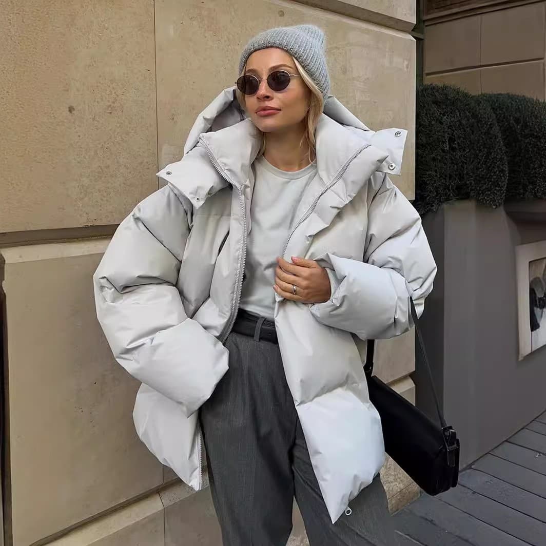 Cross-border cotton jacket 2025 autumn and winter new European and American cotton jacket women's loose cotton jacket loose coat top