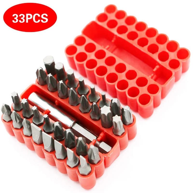 Electric Bit Combination Set with Hex/Star/Claw/Slotted Bits for Screw Machines, 33-Piece Drill Accessories