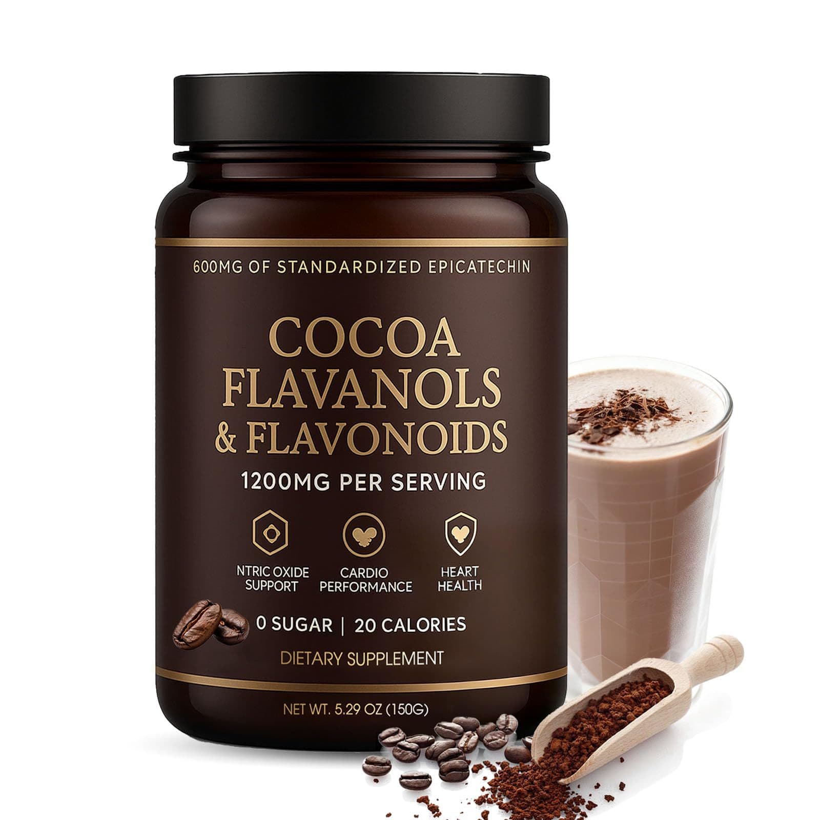 High Flavanol Cocoa Powder, 1200mg Cocoa Flavanols Enhanced Cocoa Powder