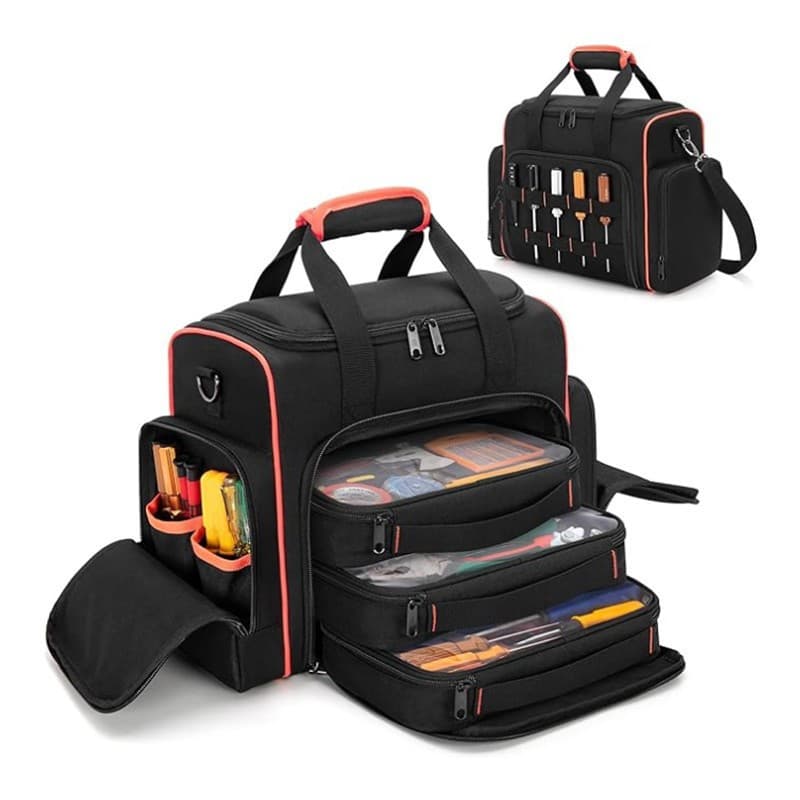 Tool Bag with 3 Removable Storage Boxes Factory Repair Woodworking 2-Tier Hand Tool Tote Bag