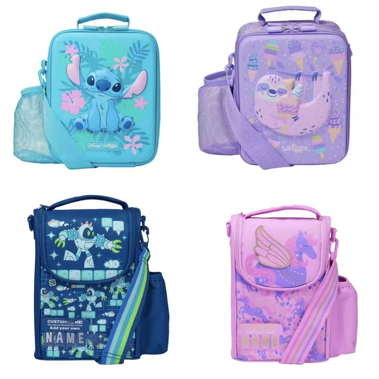 Australian Smiggle Vertical Hard Shell Lunch Bag, Primary School Students Thermal Insulation Large Capacity Multi-functional Waterproof Cross-body Bag
