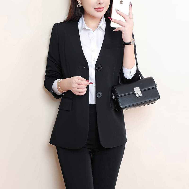 502 collarless blazer women's plus size spring new style plus size 200 pounds high-end casual suit