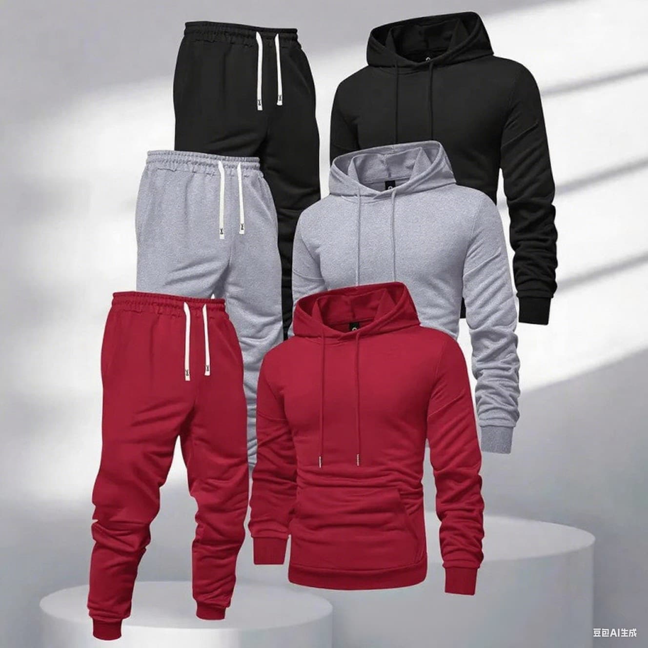 European and American Cross-Border Fleece-Lined Fall/Winter New Hoodie Set Fashion Sports Set 6-Piece Set $188.99 US