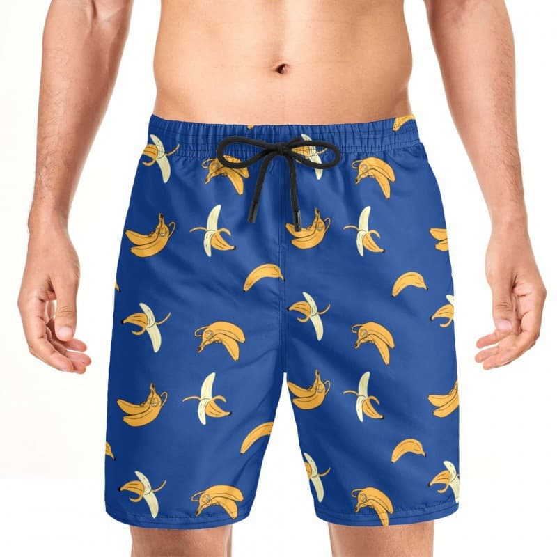 Cross-border new hot-selling men's shorts beach pants 3D digital personalized casual banana shark print men's shorts