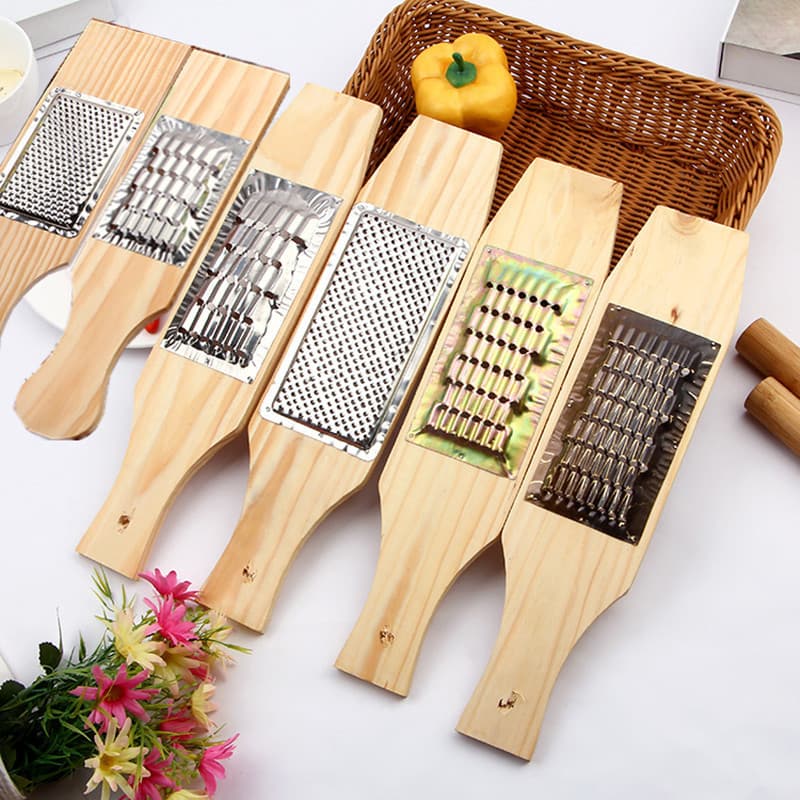 Select No.14/16 Bamboo Wood Board Stainless Steel Copper Sheet Grater Potato Radish Grater Multi-purpose Quick Vegetable Cutter