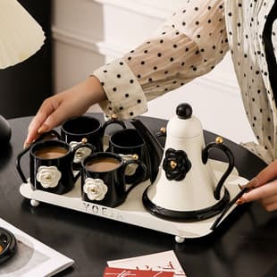 Modern Housewife Housewarming Gift Ceramic Tea Set Water Cup Set Hospitality Teapot Tea Cup High-End Gift Box