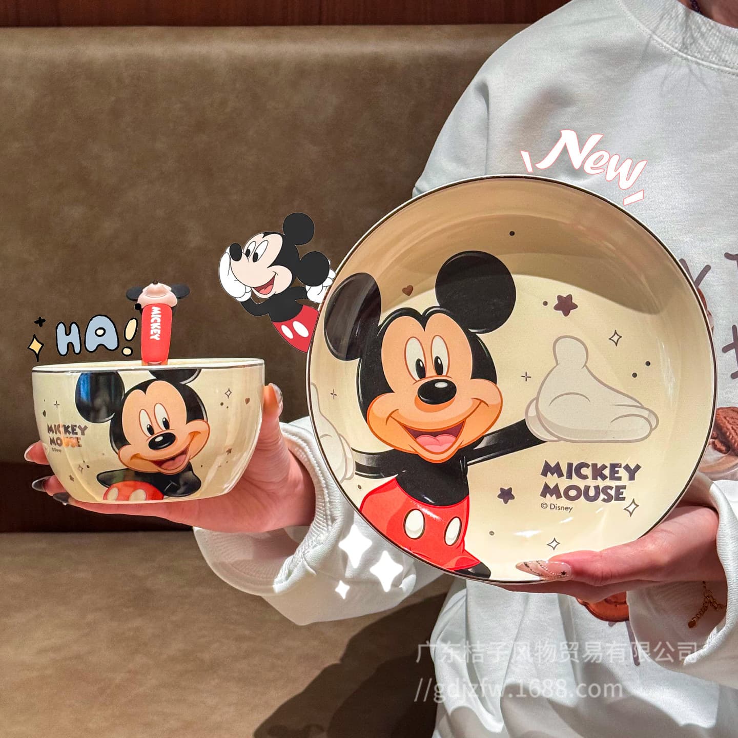 Mickey and Minnie Dinnerware Set Bowl Plate Dish Set Home 2026 New High Appearance One-Person Ceramic Bowl Plate