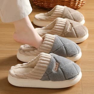 Couple Cotton Slippers Thick Sole Home Quiet Non-Slip Warm Floor Slippers Autumn Winter Household Japanese Slippers