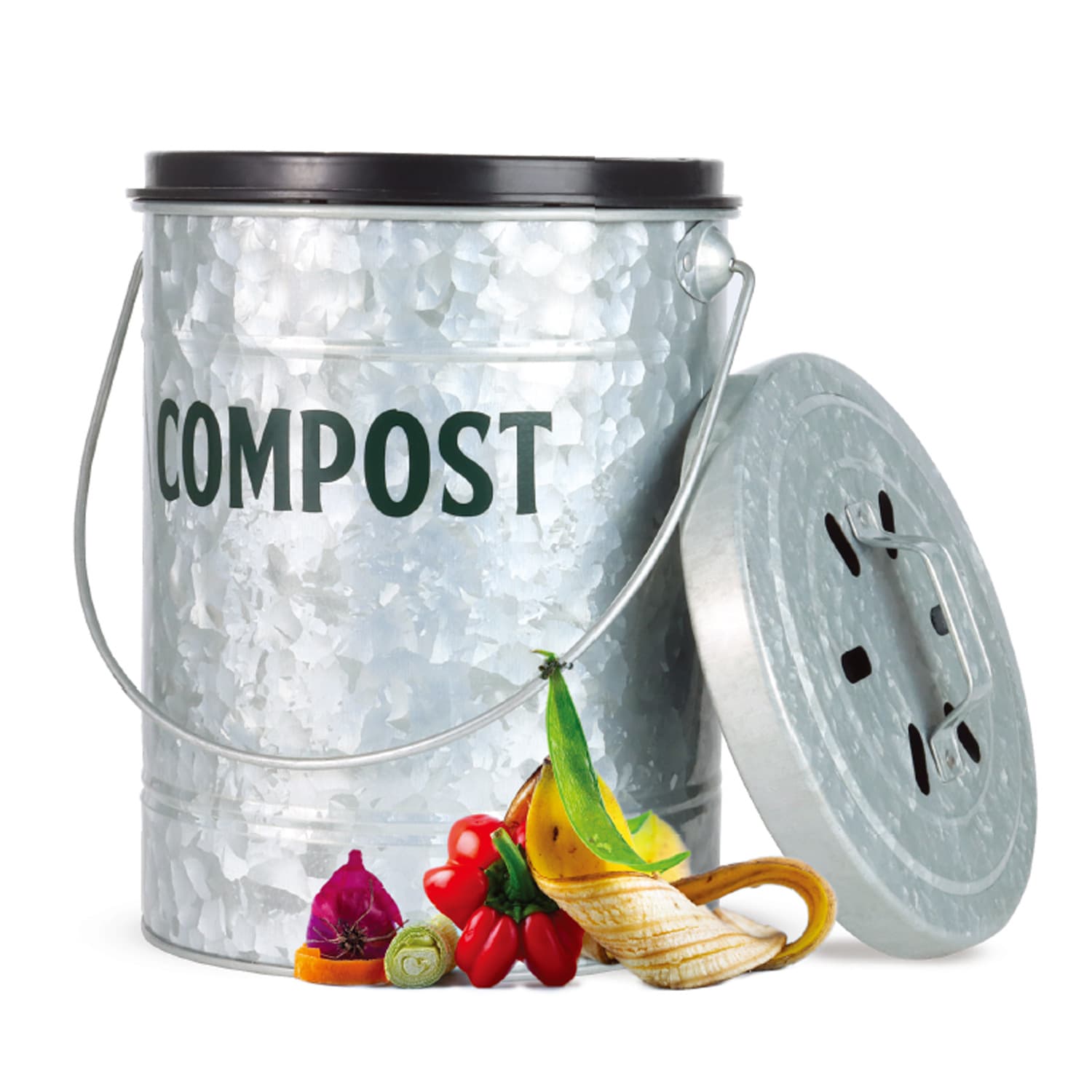 Factory Direct Amazon 5L Large Capacity Compost Bin Kitchen Trash Can Home Use Food Waste Bin Large Capacity Vegetable Scrap Bin