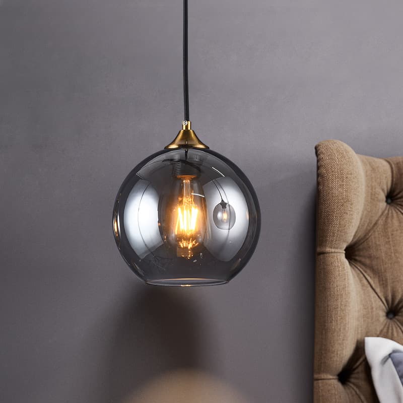 Nordic Bedside Small Pendant Light for Bedroom, Postmodern Minimalist Dining Room Bar Counter Light Luxury Ins Internet Celebrity Glass Globe Pendant Lamp