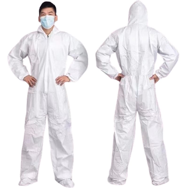 Disposable Protective Coverall PP+PE Breathable Film Nonwoven Farming Waterproof Dustproof Lab Work Suit In Stock