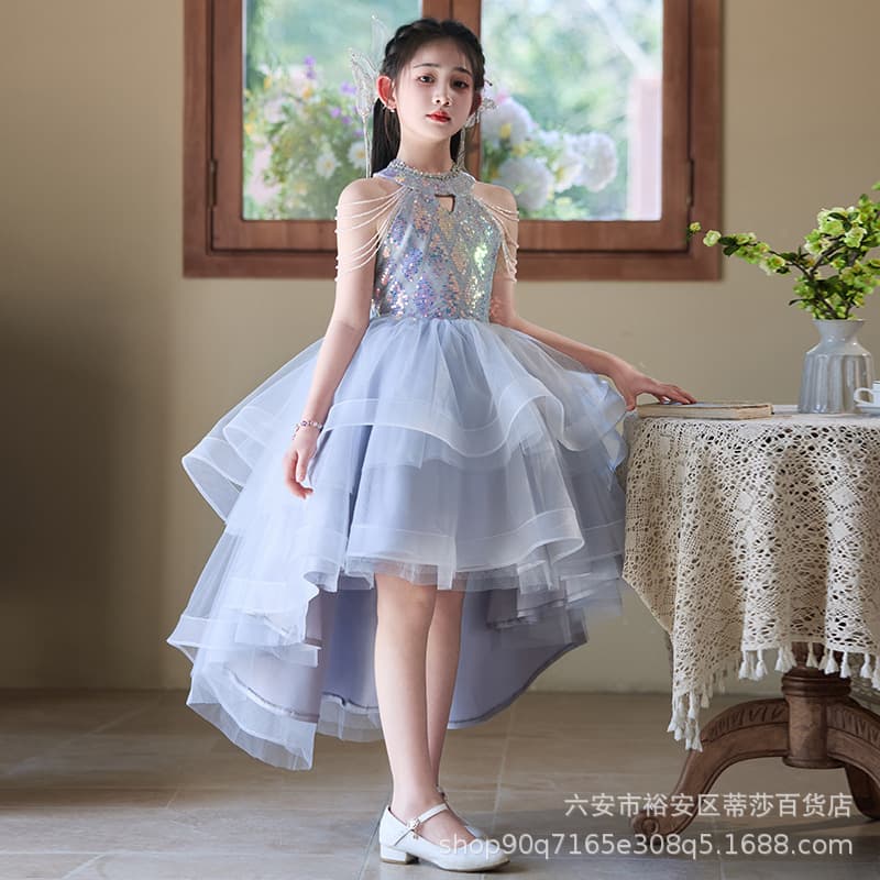 Girls Host High-End Princess Dress Evening Gown Party Flower Girl Birthday Kids Catwalk Piano Performance