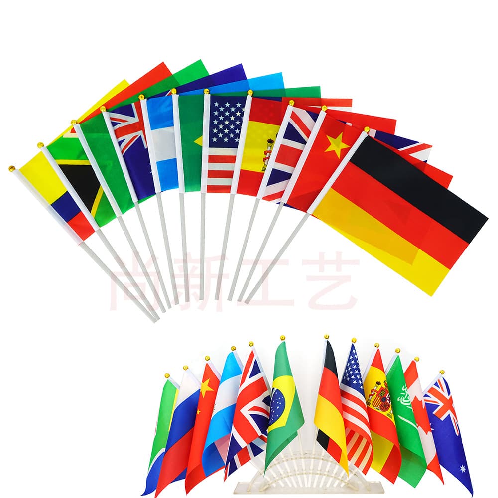 Customized multi-size hand-waved flag small flag hand-held World Cup event polyester flag world flag