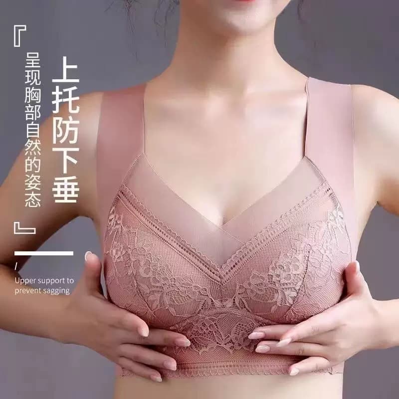 Live stream bestseller plus-size lace seamless bra for women, push-up French style, wire-free, back-beautifying, sports back, bandeau.