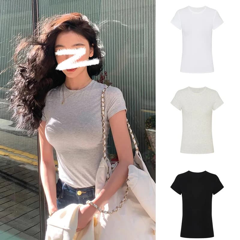 In Stock Skims Kardashian Classic Square Shoulder Sporty Inner Layering Top Tight Fitted Modal T-Shirt