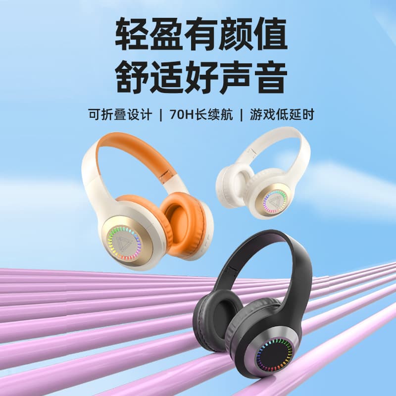 Cross-border new head-mounted Bluetooth headset wireless mobile phone computer E-sports game sports Bluetooth headset headset