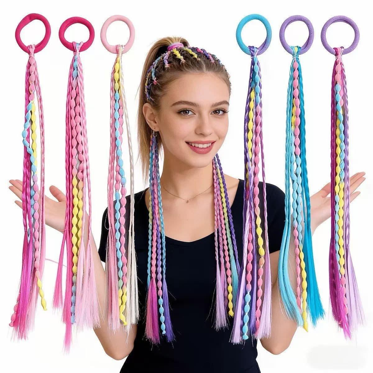 Dance Hip Hop Jazz Wig Braids Hair Extensions Braided Colorful Twist Ponytail Dreadlocks