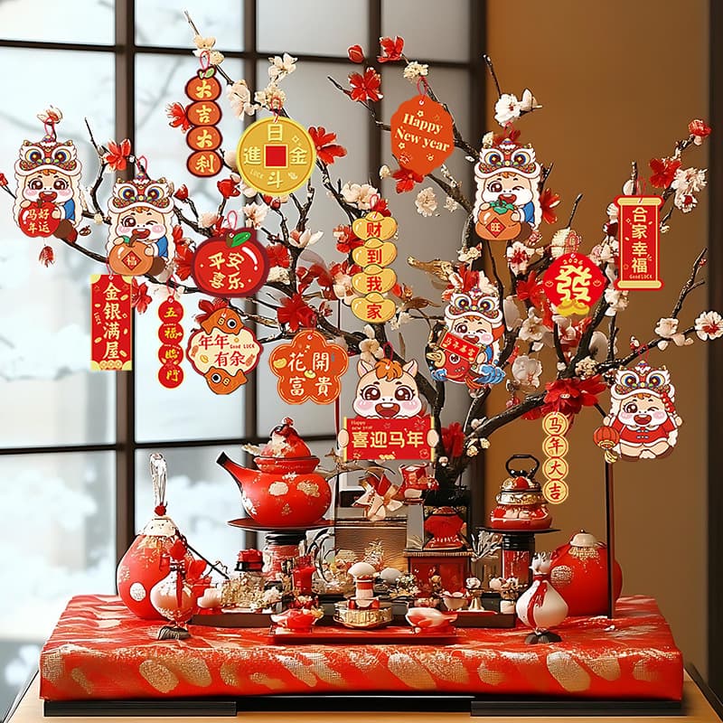 2026 Year of the Horse Creative Small Pendant, Money Tree Spring Festival Potted Plant Green Decor, New Year Atmosphere Setup Hanging Tag
