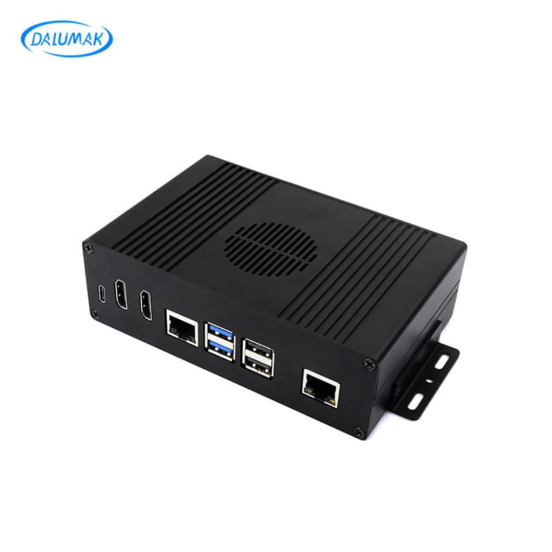 Raspberry Pi 5 Aluminum All-in-One PC with PCIe to M.2 Gigabit Ethernet Port and USB Expansion Board for Industrial Control