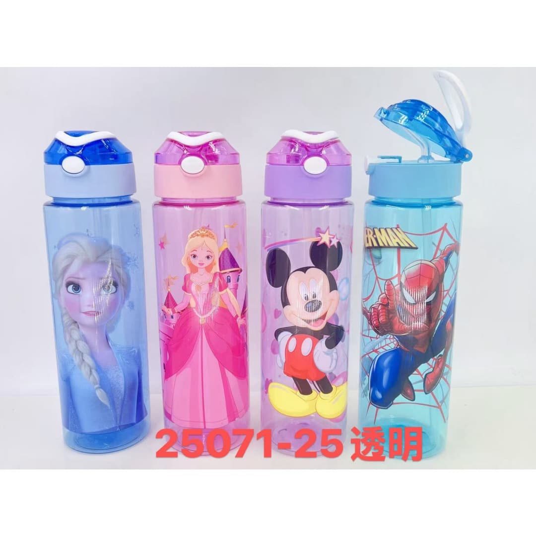 671 foreign trade cross-border cartoon printed straw kettle large capacity bouncing transparent plastic water cup space cup