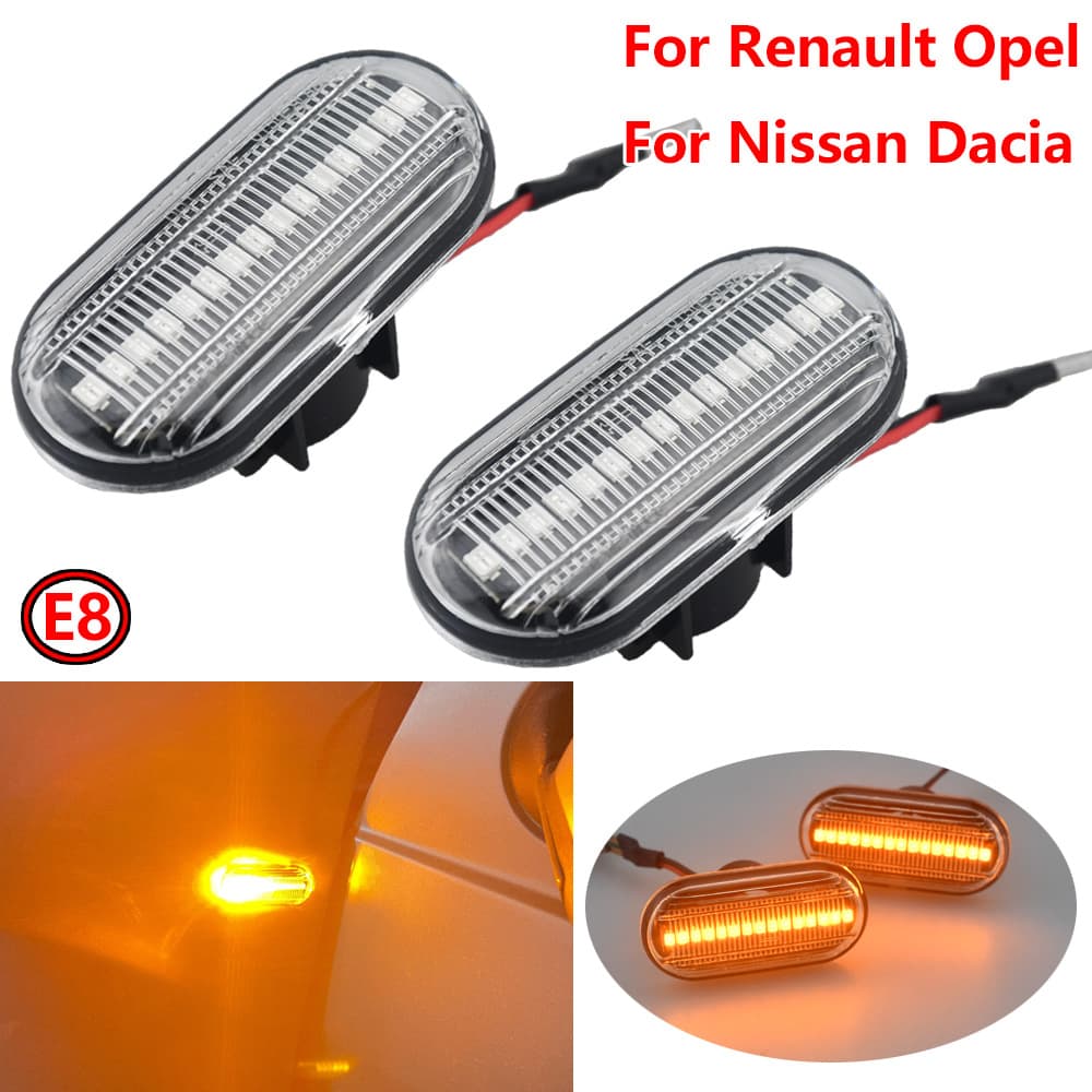 LED Fender Side Turn Signal Light Compatible with Renault Opel Nissan Dacia Mercedes Smart W453