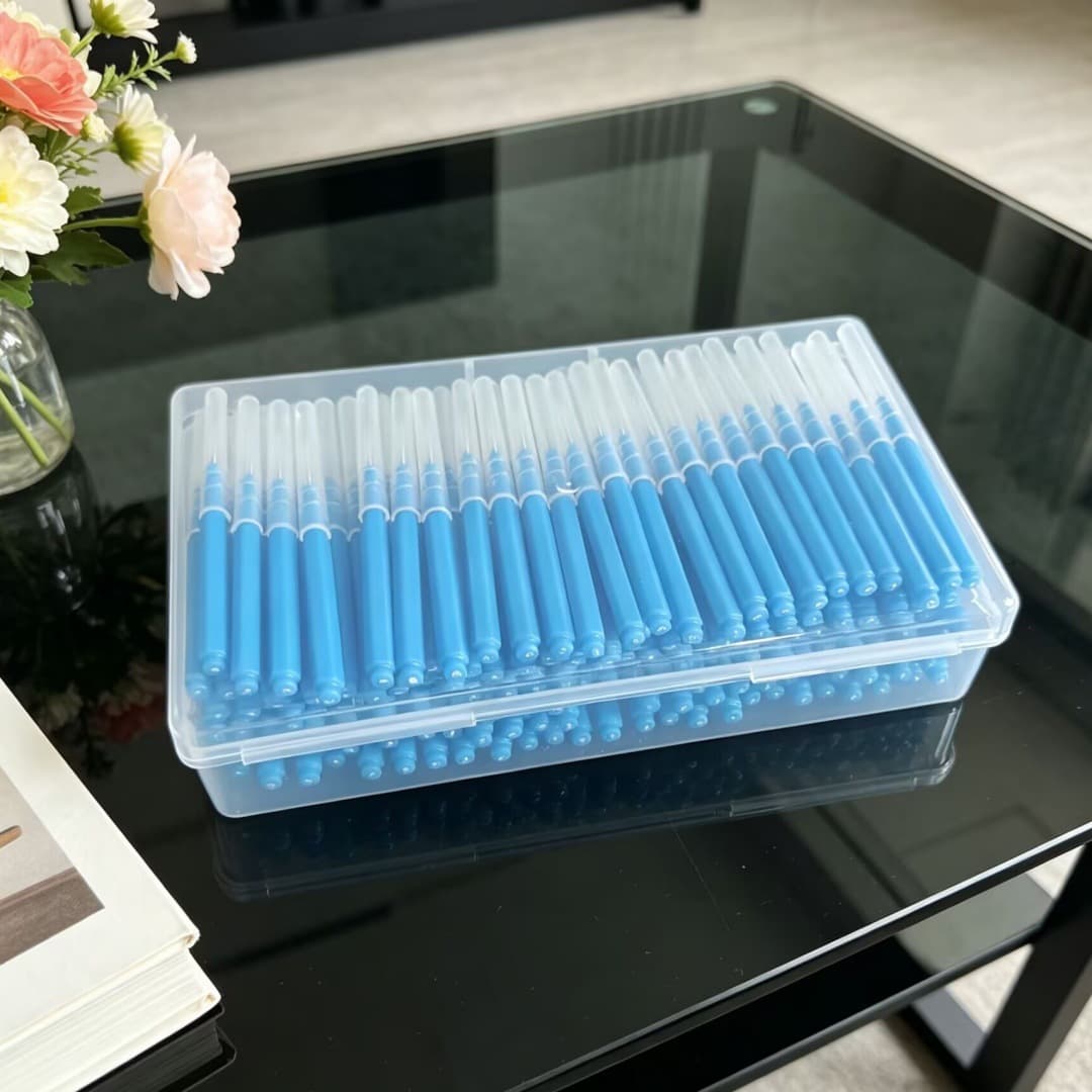 Box of 150 Mini Interdental Brushes for Teeth Gaps, Dental Floss, Eyebrow Brush, Eyelash Brush, Toothpick, Individually Packed