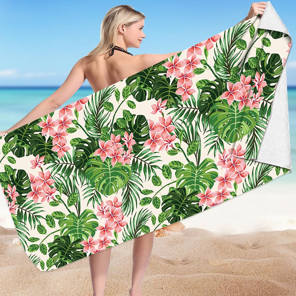 Cross-border 3D digital printing microfiber square beach towel towel towel leaf series