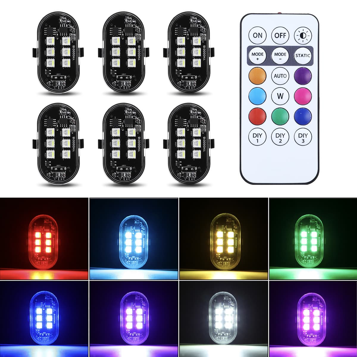 Cross-border Colorful Strobe Aircraft Light Modified Motorcycle Flashlight Car Atmosphere Light Electric Vehicle Warning Decoration Light