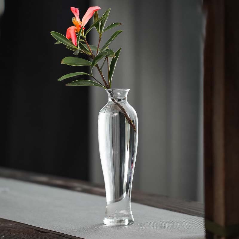 Blown glass vase, transparent flower arrangement, water culture flower device, home dining table, living room, new Chinese Zen water cultivation Guanyin bottle