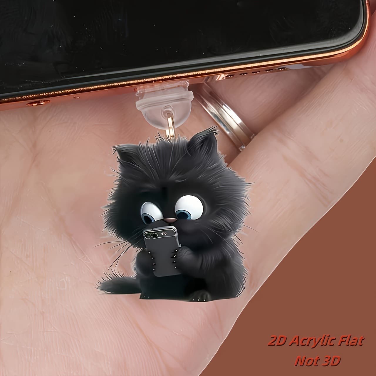 New Cross-Border Acrylic Flat Cute Cat Phone Dust Plug