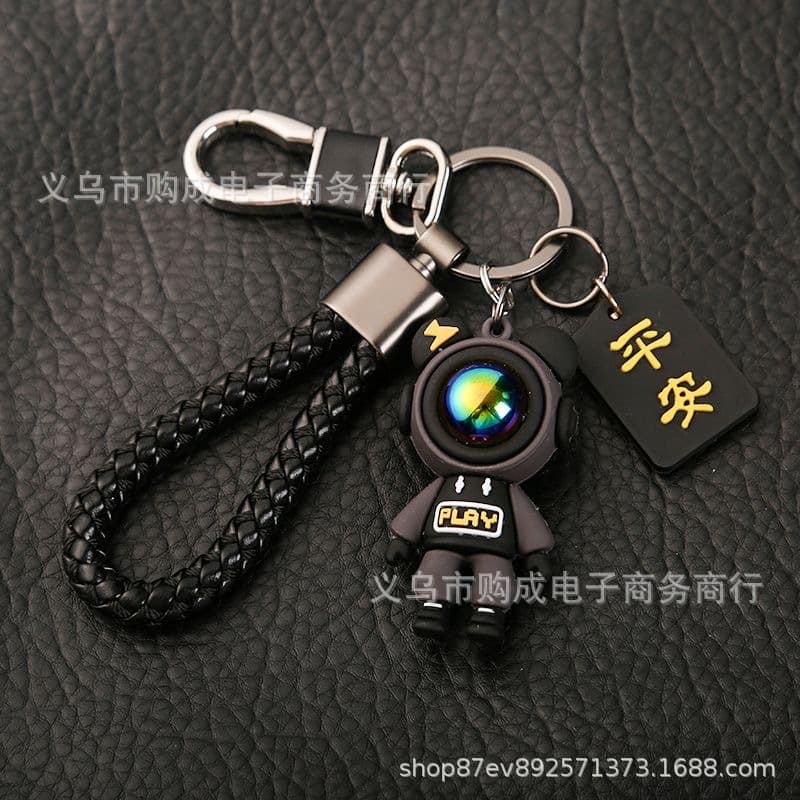 High-end anti-fall durable bear keychain for men and women, couple cartoon cute starry sky car keychain pendant key