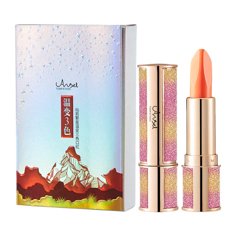 Angel's Temptation Temperature-Changing Three-Color Lipstick Long-Lasting Non-Fading Non-Stick Cup Moisturizing Color-Changing Lip Balm Women's Brand Authentic