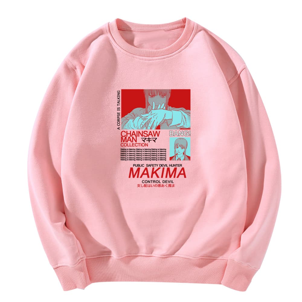 Chainsaw Man Makima Print Harajuku Crewneck Sweatshirt Hoodie for Men and Women hoodies