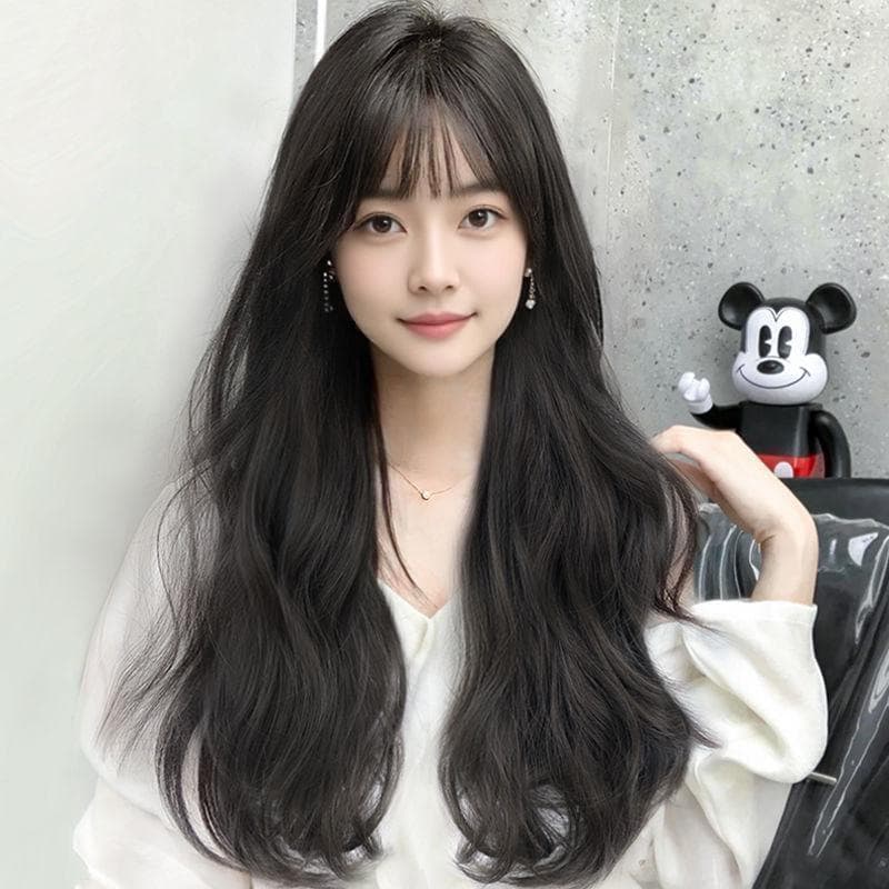 Manufacturer wholesale wig daily new style artificial hair long curly bangs natural realistic headgear internet celebrity full headgear