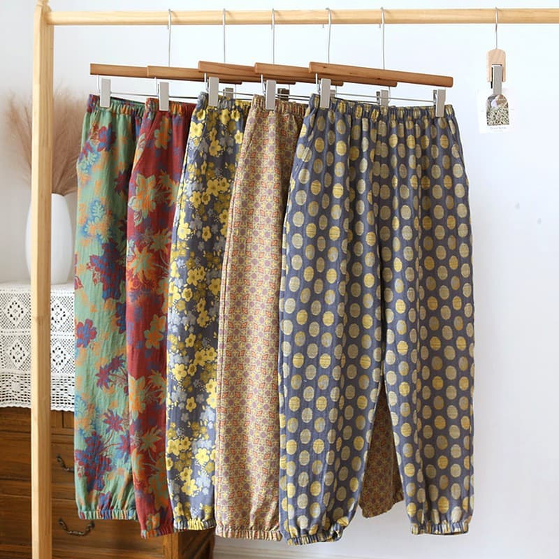 Comfortable Cotton Sleepwear Pants for Women Loose Fit Plus Size Lightweight for Spring/Summer Autumn/Winter Home Use
