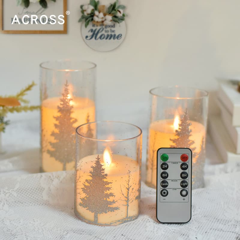 Remote Control Swaying LED Electronic Candle Light Christmas Tree Wedding Restaurant Ambiance Decoration Pine Tree Romantic Christmas